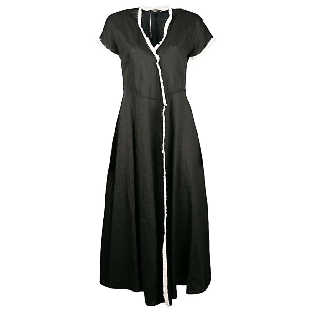 MaxMara Black Maxi Dress with White Trim